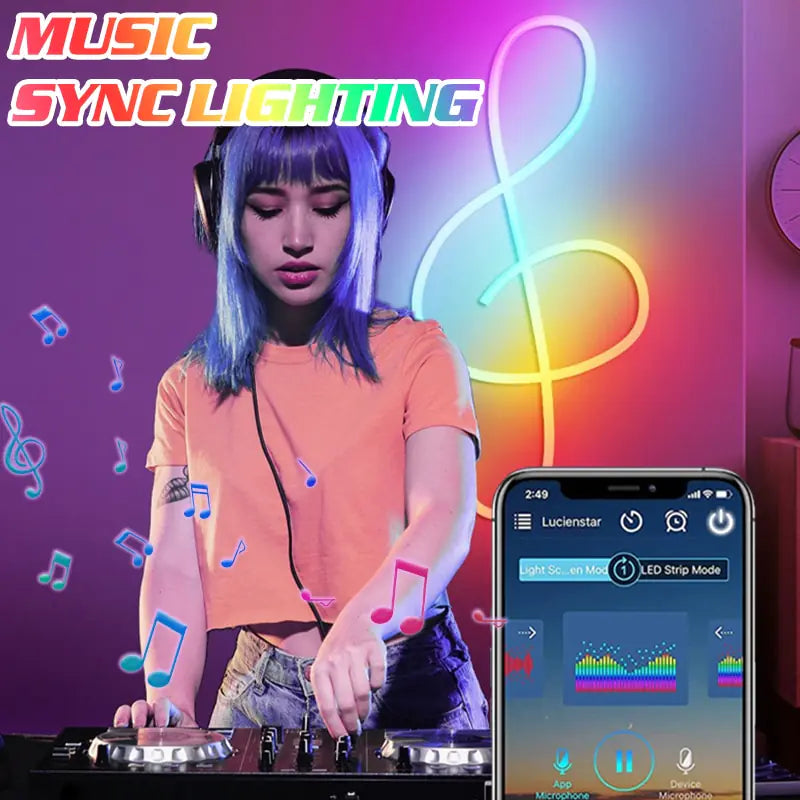 🎨 RGB LED Neon Light Bar Music Sync for the Ultimate Modern Lighting Experience