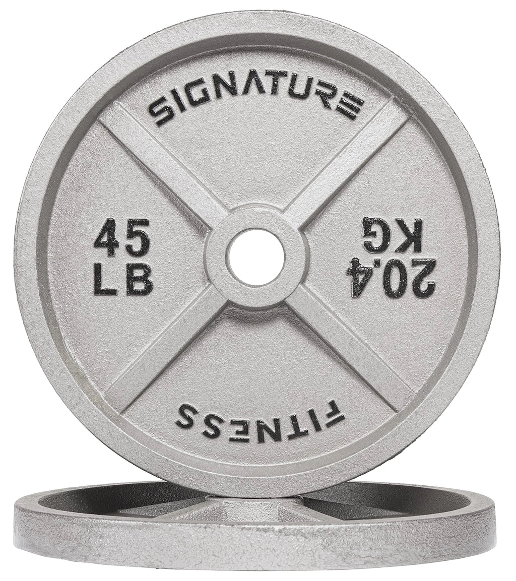 Signature Fitness Deep Dish 2-Inch Olympic Cast Iron Weight Plates