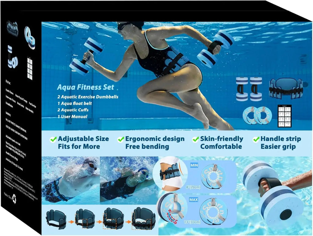 6-Piece Aqua Fitness Set – Swim Belt, Ankle Weights & Water Exercise Equipment for Pool Therapy
