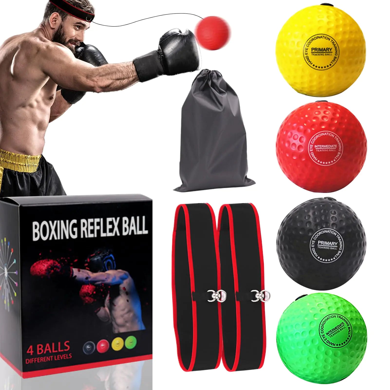 Zomhaos Boxing Reflex Ball Headband Set Boxing Equipment