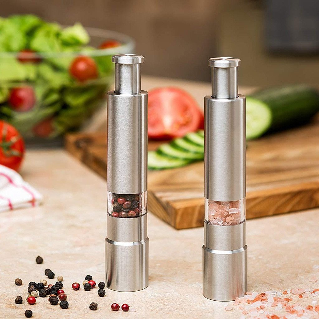 Premium Stainless Steel Salt and Pepper Spice Grinder | Salt and Pepper Shaker | Kitchen + Metal