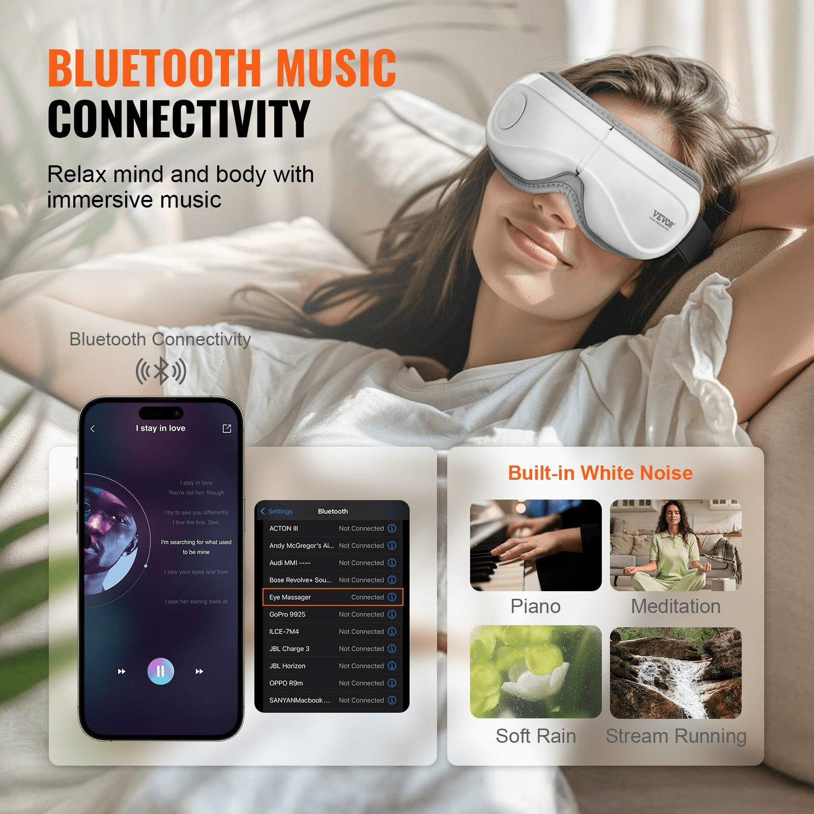 VEVOR Heated Eye Massager with Remote, Heat & Bluetooth