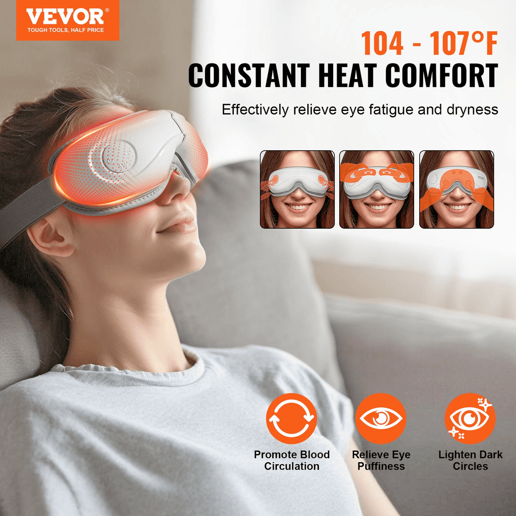 VEVOR Heated Eye Massager with Remote, Heat & Bluetooth