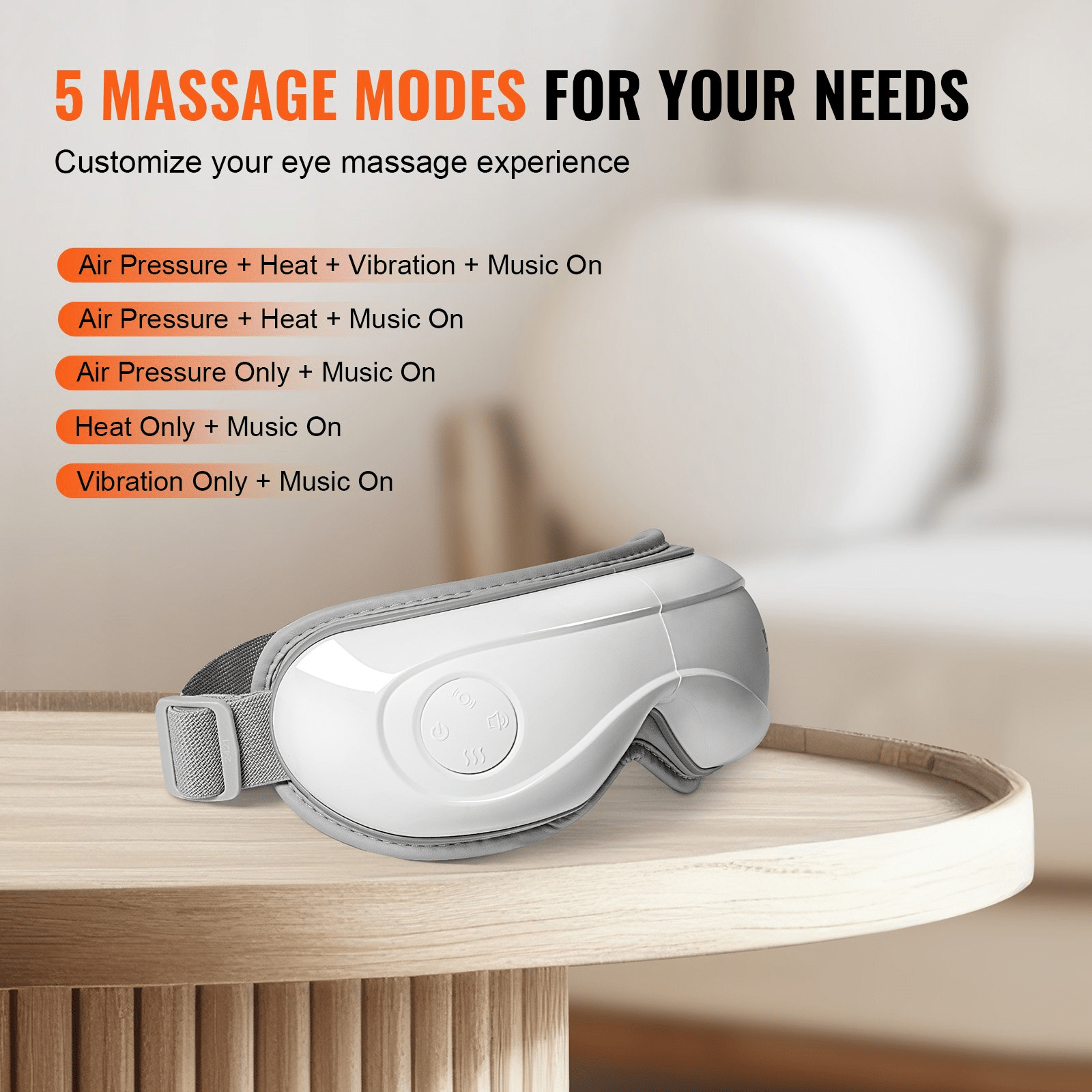 VEVOR Heated Eye Massager with Remote, Heat & Bluetooth